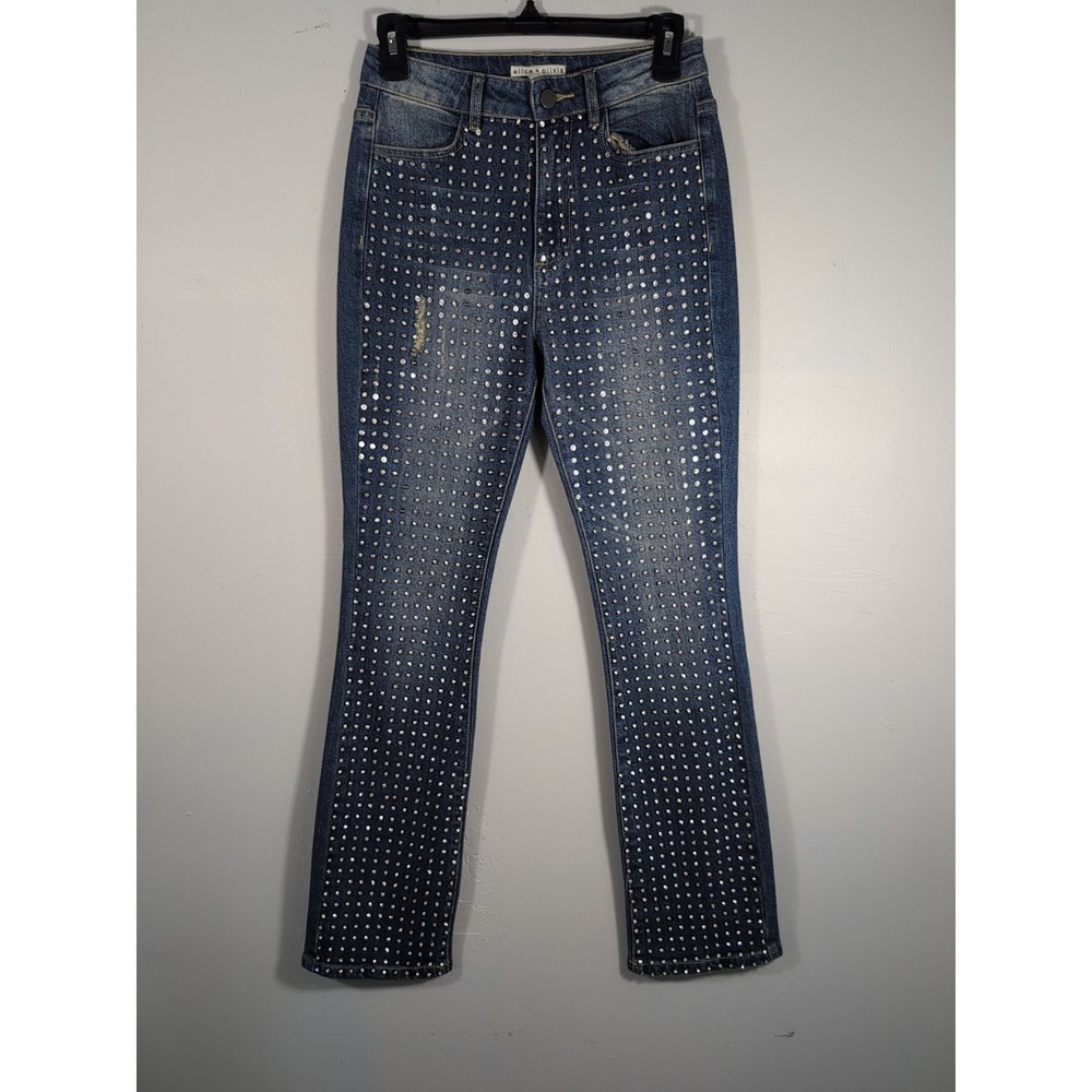 Women's Alice & Olivia Rhinestone Blue Jeans ‎ Size 26